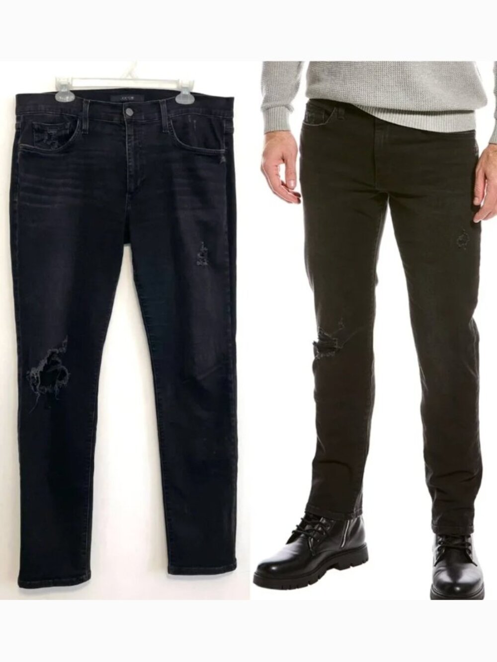 JOE’S JEANS JOES JEANS Mens Empire Slim Jean Black Ripped Rips Distressed 36 W36